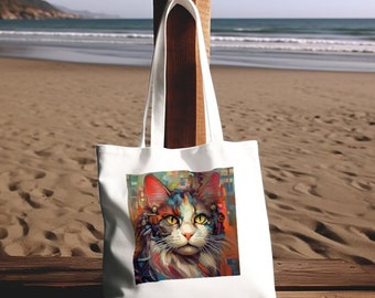 Cat Canvas Arsy Tote Bag, Grocery Bag, Pets Tote Bag, totes, Gift
