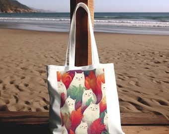 Artsy Cats Canvas Tote Bag Grocery Bag Shopping Bag totes Gift Pets Tote Bag