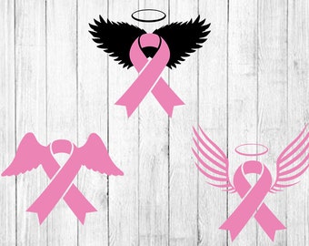 ribbon svg, cancer svg , angel svg , wings clipart , svg files, files for Silhouette Cameo or Cricut, vector, svg, dxf eps