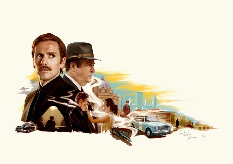 Pu&ograve; includere: Un'illustrazione in stile vintage di una scena di citt&agrave; con un'auto blu, un uomo con un cappello e una donna con un vestito. L'illustrazione &egrave; in una tavolozza di colori tenui con un cielo giallo e arancione.