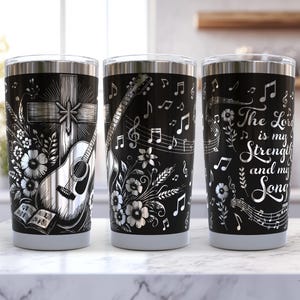 Christian Laser 20Oz Tumbler Wrap SVG / Grawerowany wytrawiony Quencher Seamless Design / Pan jest moją siłą i moją pieśnią / Psalm 118:14