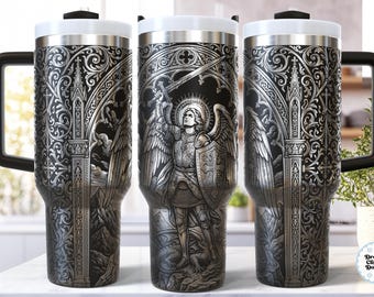 St Michael 40oz Tumbler Wrap SVG, Laser Engraving File, Archangel