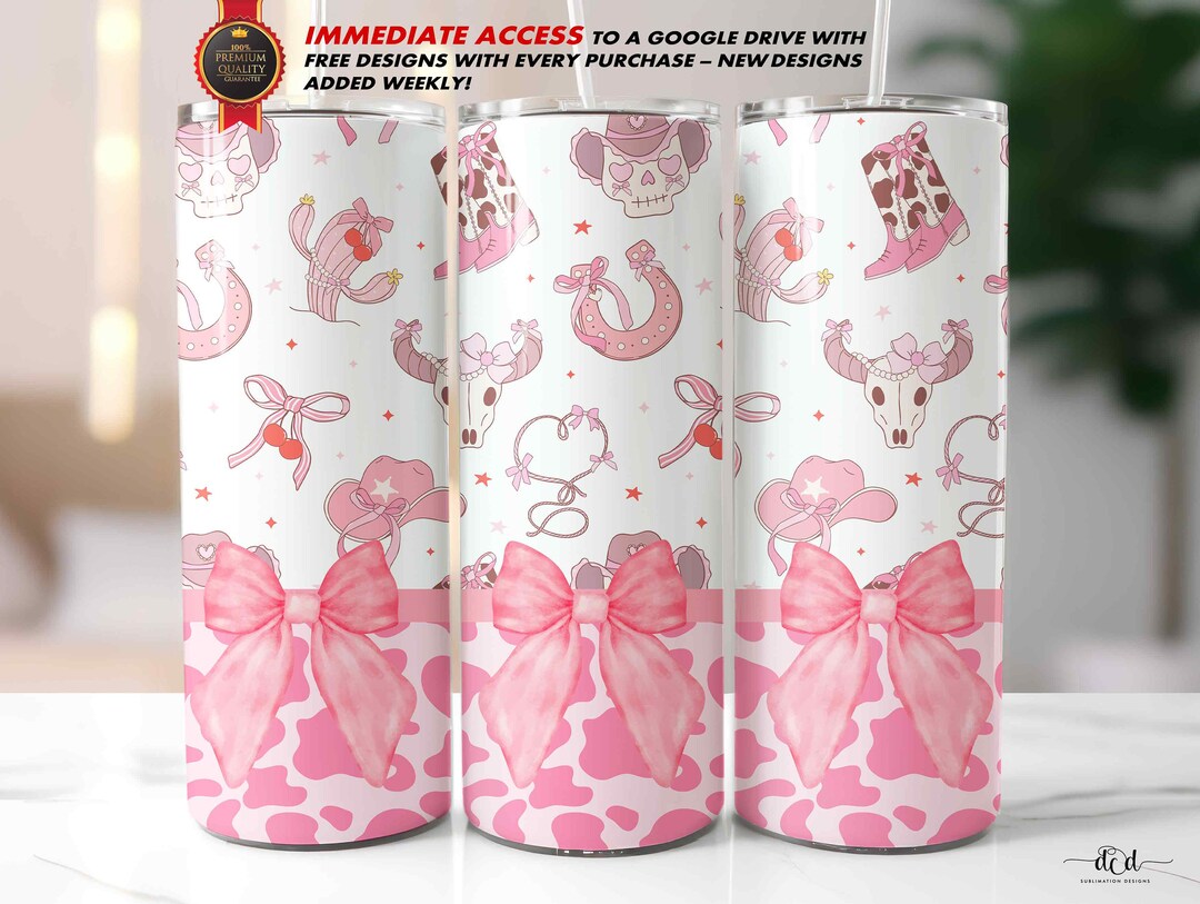 Coquette Cowgirl Tumbler Wrap, 20 Oz Skinny Straight Sublimation ...