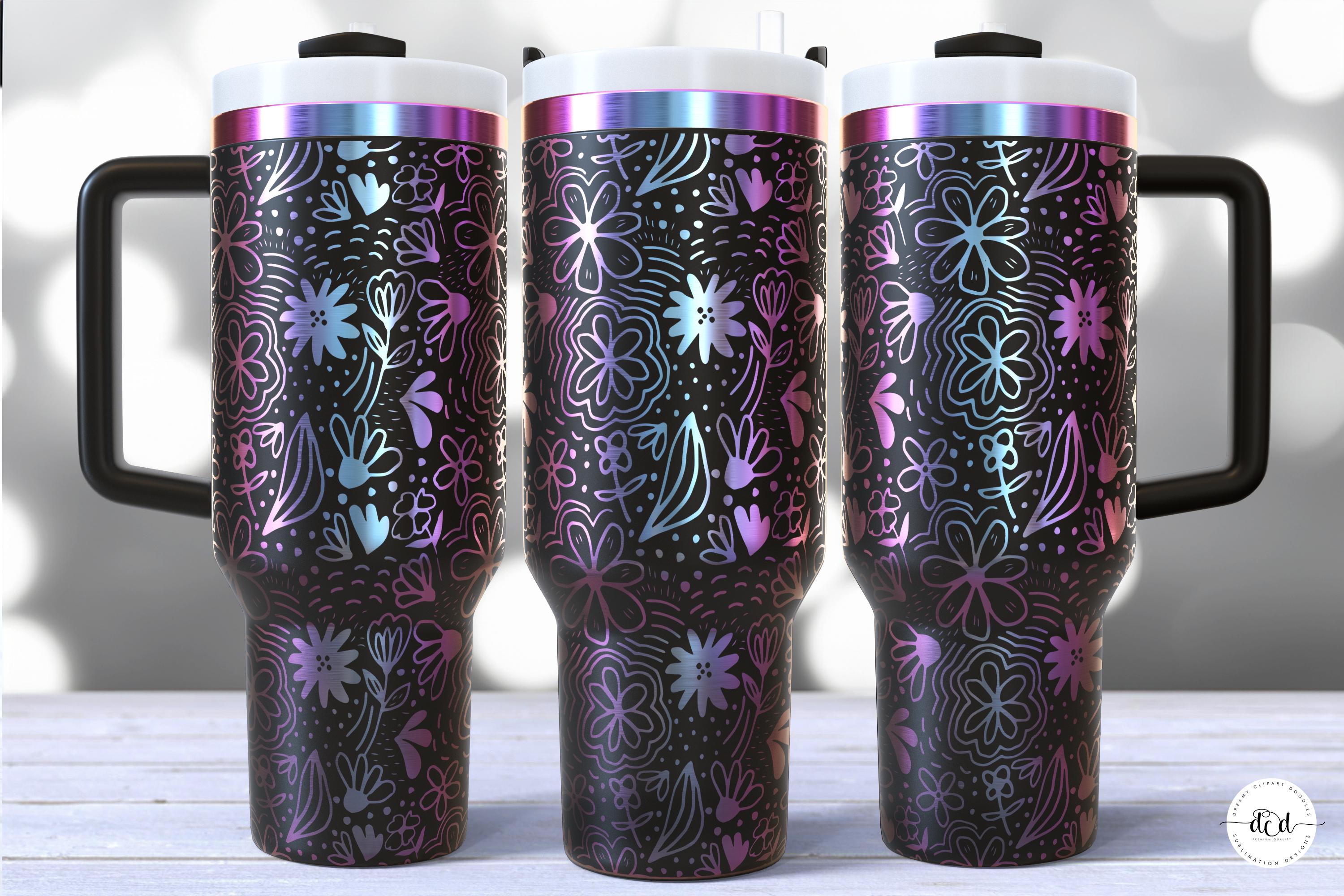 Floral 40 Oz Laser Tumbler Wrap SVG / Engraved Etched Quencher Seamless ...