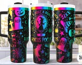 Witch SVG 40 Oz Laser Tumbler Wrap, Laser Engraving SVG Seamless File, Halloween Spider Skull Bats, Hocus Pocus SVG, Spooky Season svg