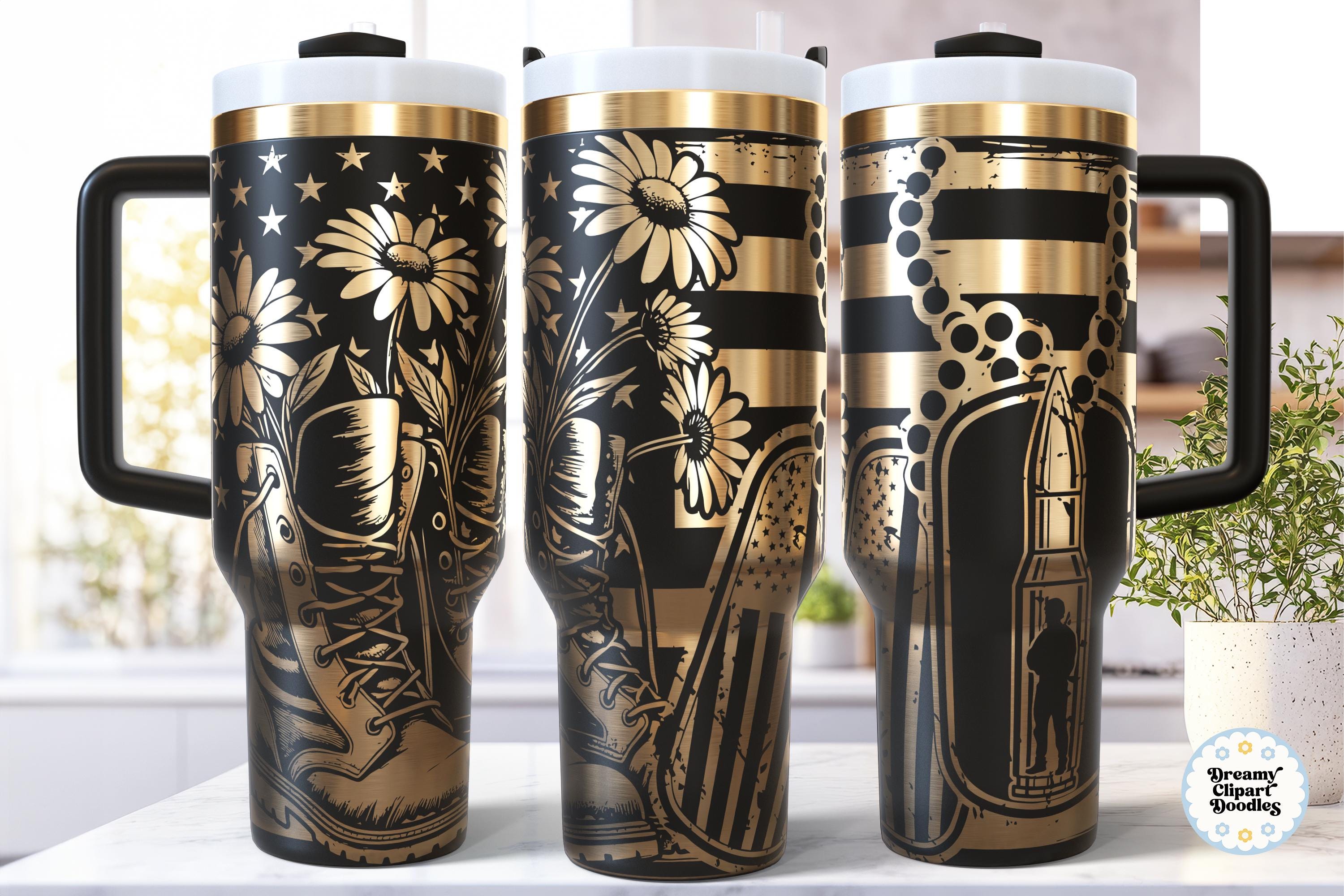 Military 40 Oz Laser Tumbler Wrap SVG, Engraved Etched Quencher ...