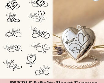 Infinity Heart SVG Bundle, Valentine's Day Laser Cut Locket
