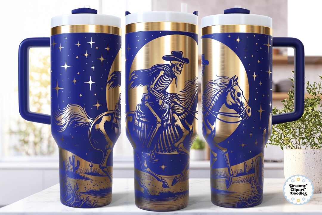 Halloween Cowboy Skeleton SVG 40 Oz Tumbler Wrap for Laser Engraving ...