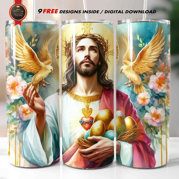 Easter Jesus Tumbler Wrap, Straight Skinny 20oz Sublimation, Instant Download / Christian Religious Design