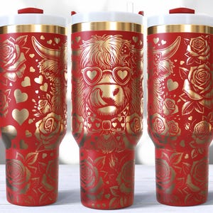 Valentine's Cow 40 Oz Laser Tumbler Wrap SVG / Engraved Etched Quencher ...