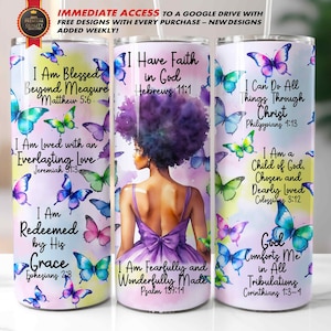 Christian Affirmations Tumbler Wrap, 20 Unze Skinny Straight Sublimation / Bibelzitate / religiöses Aquarell Design
