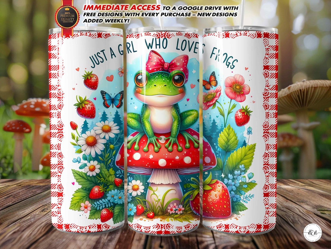 Frog Tumbler Wrap, 20 Oz Straight Skinny Sublimation PNG / Coquette Bow ...