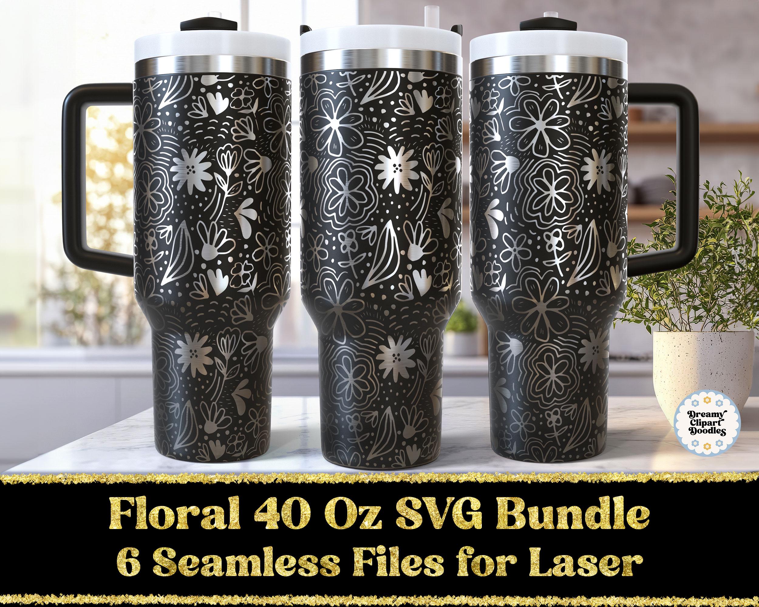 Floral SVG Laser 40 Oz Tumbler Wrap Bundle / Engraved Etched Quencher ...