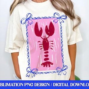 Langosta coqueta PNG, diseño de camiseta de verano sublimada, estética de pescador PNG, estilo costero preppy PNG, temporada de hervido de cangrejos de río PNG, mariscos PNG
