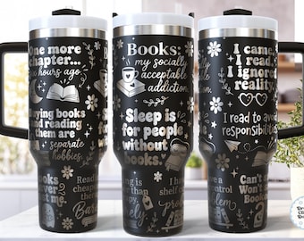 Leesgrage 40 oz beker wrap SVG lasergravure-bestand, grappige Romantasy Fantasy lezen citaten Booktok schattig Girly ontwerp