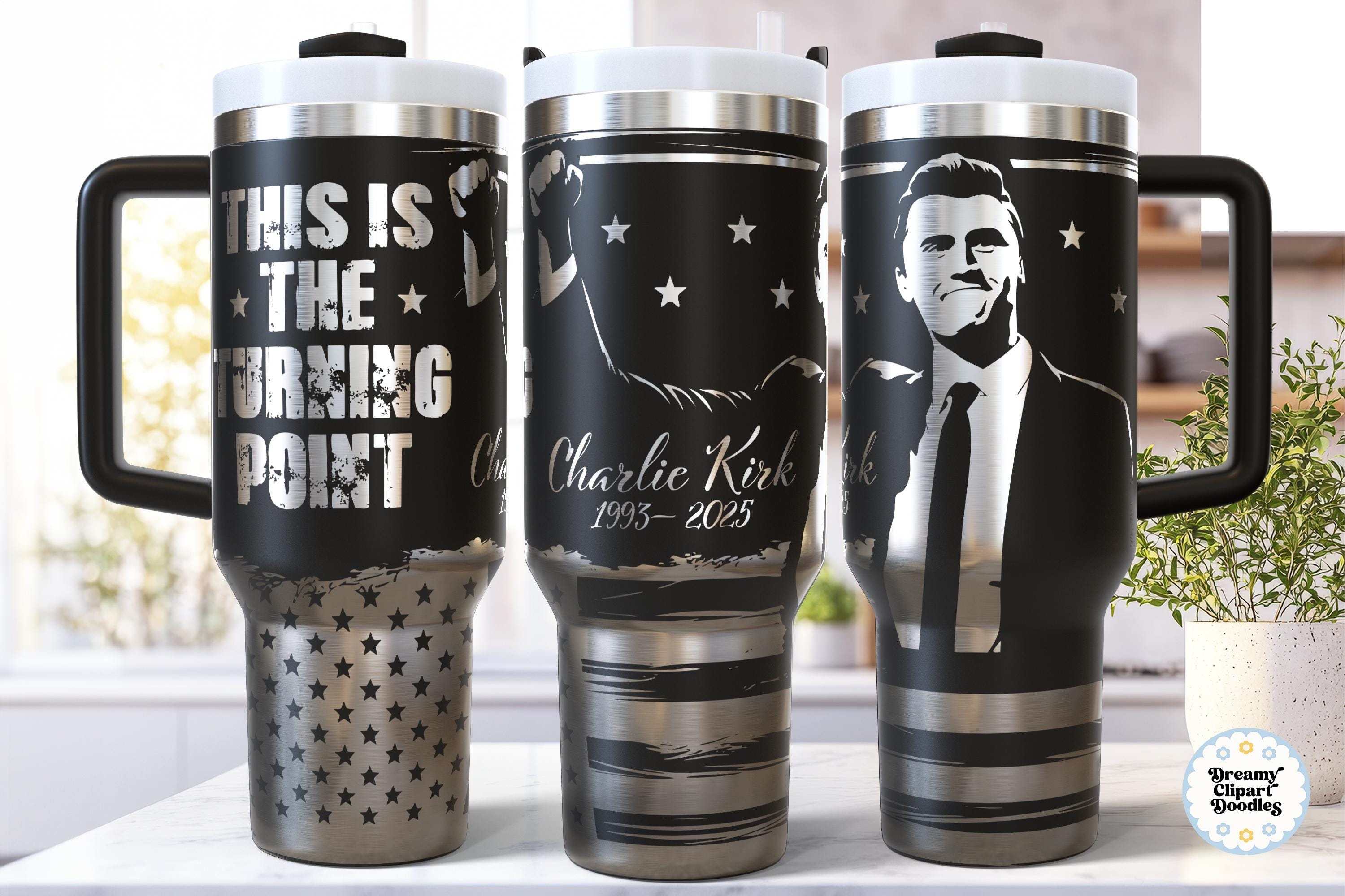 Charlie Kirk SVG Laser 40 Oz Tumbler Wrap, Engraved Etched