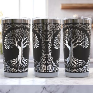 Tree of Life Laser 20Oz Tumbler Wrap SVG / Engraved Etched Quencher Seamless / Floral Spring Design