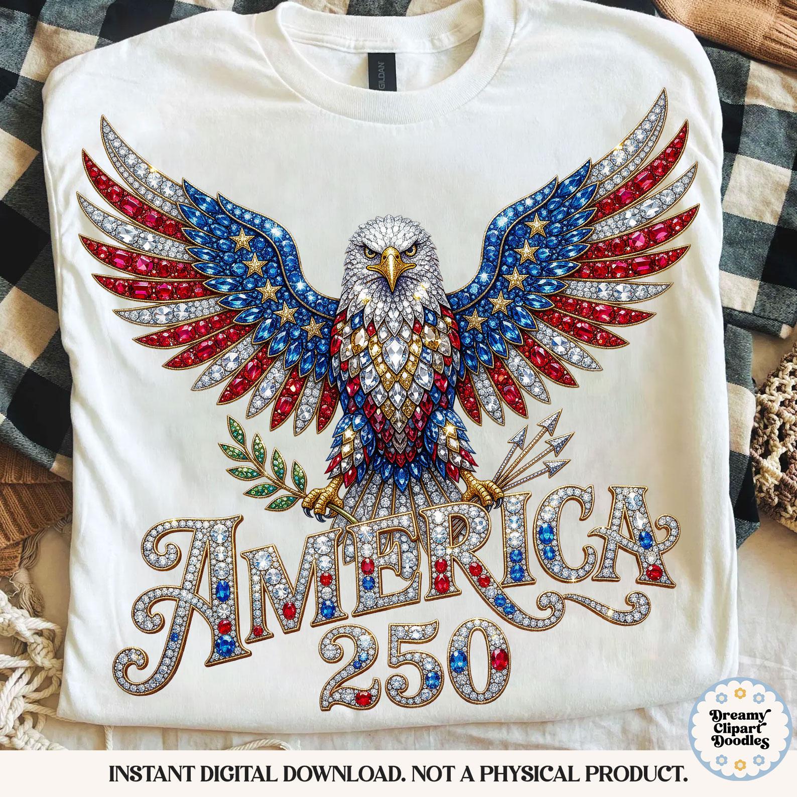 Rhinestone Eagle PNG, 250 Years America Patriotic 4th of July ...