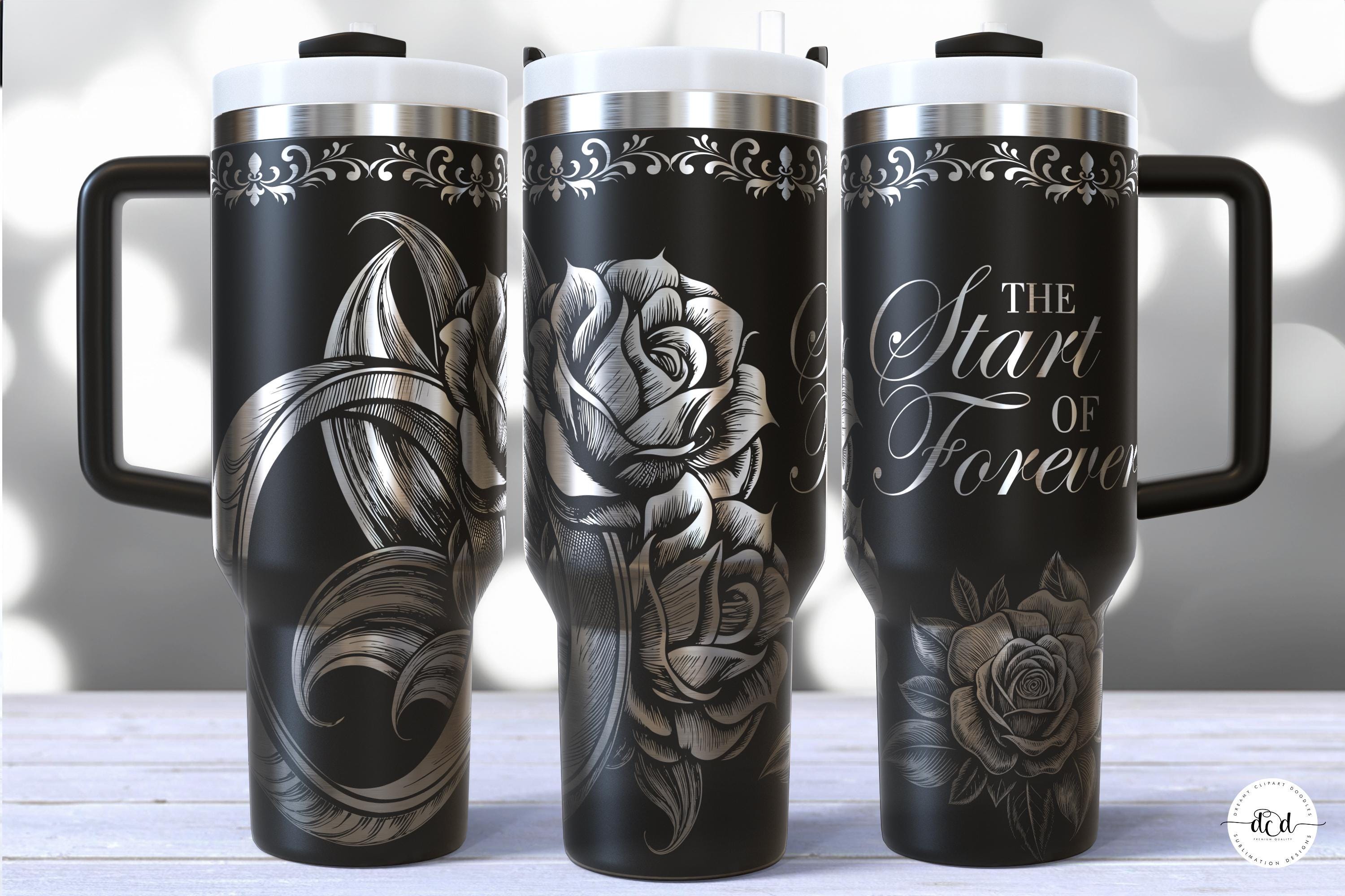 Wedding 40 Oz Laser Tumbler Wrap SVG / Engrave Etched Quencher Seamless ...