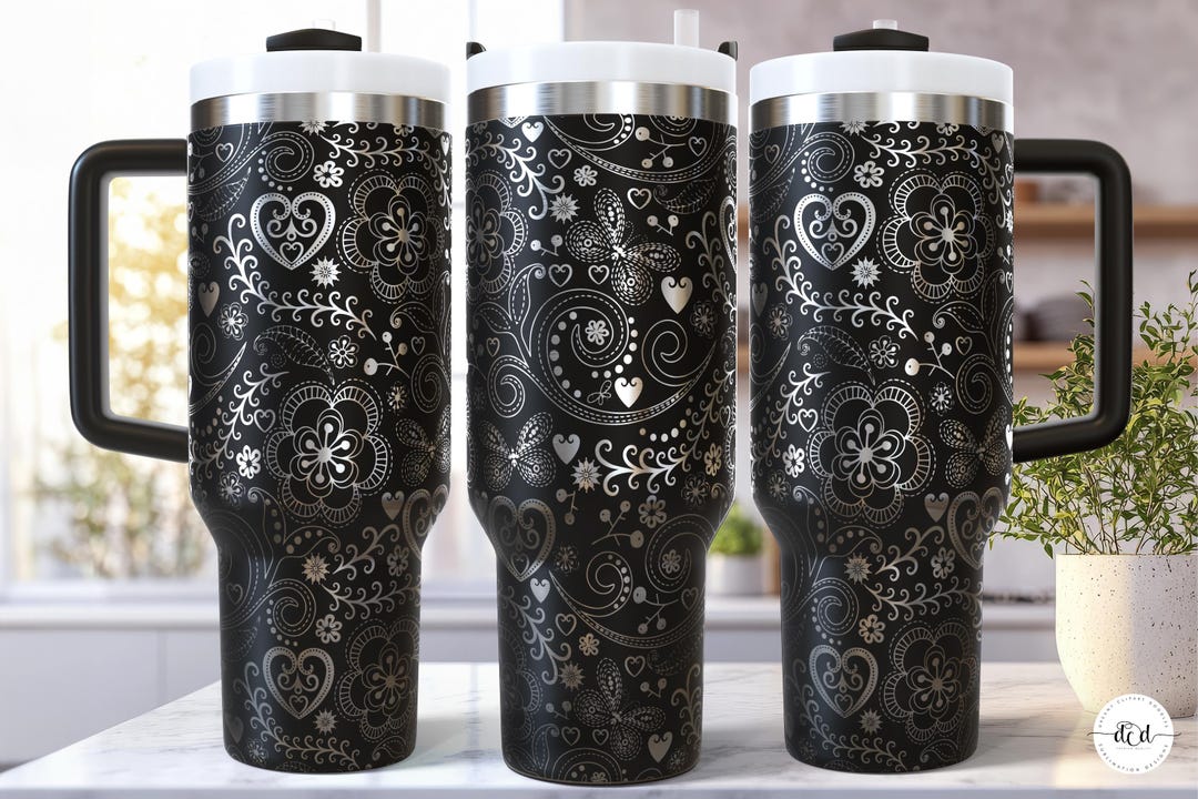 Floral 40 Oz Laser Tumbler Wrap SVG / Engraved Etched Quencher Seamless ...