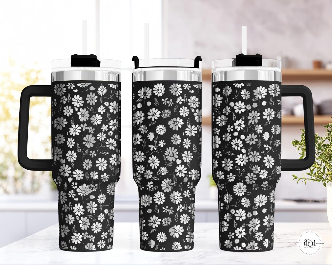 Floral 40 Oz Laser Tumbler Wrap SVG / Engraved Etched Quencher Seamless ...