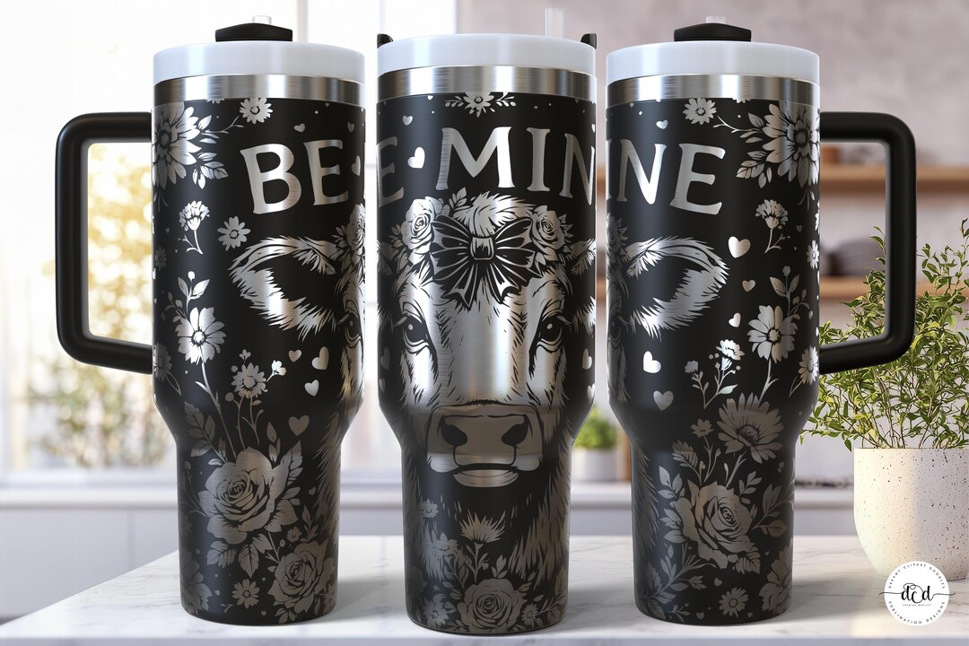 Coquette Valentine's Cow 40 Oz Laser Tumbler Wrap SVG / Engraved Etched ...