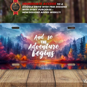 Targa del lago autunnale PNG per sublimazione / Avventura autunnale Escursionismo Campeggio Foresta / Disegno ad acquerello colorato