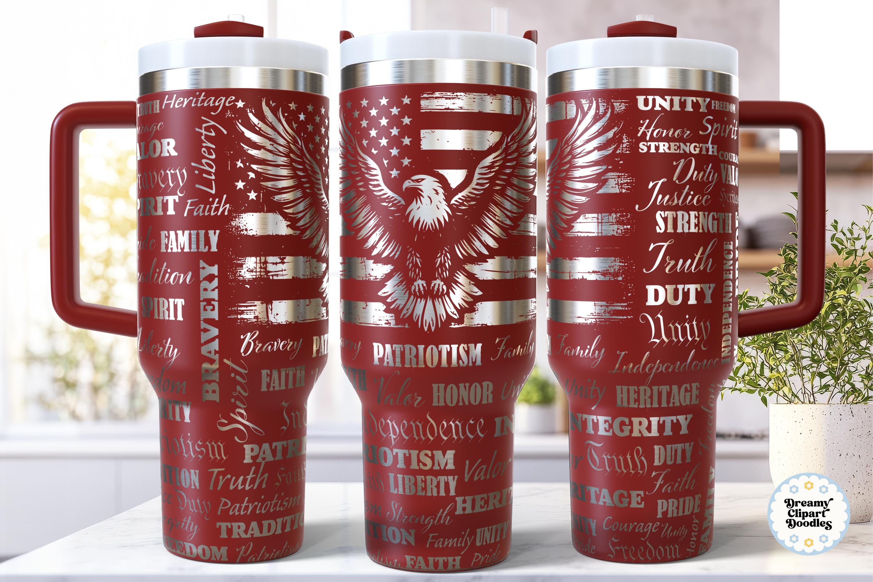 Patriotic Laser SVG 40 Oz Tumbler Wrap, Laser Engraving File