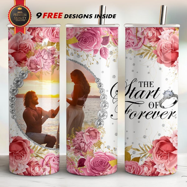 Engagement Tumbler Wrap, Add Your Photo, Straight Skinny 20oz, Sublimation, Instant Download, Free Designs Inside, Personalized Picture Wrap