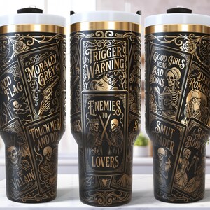 Smut 40 oz Tumbler Wrap SVG Laser Engraving File, Tarot Cards Dark Romance Gothic Book Trope, Romantasy Bookish Booktok SVG Quote Design image 6