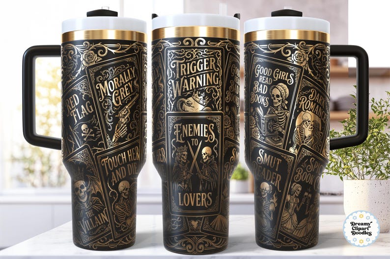 Smut 40 oz Tumbler Wrap SVG Laser Engraving File, Tarot Cards Dark Romance Gothic Book Trope, Romantasy Bookish Booktok SVG Quote Design image 6