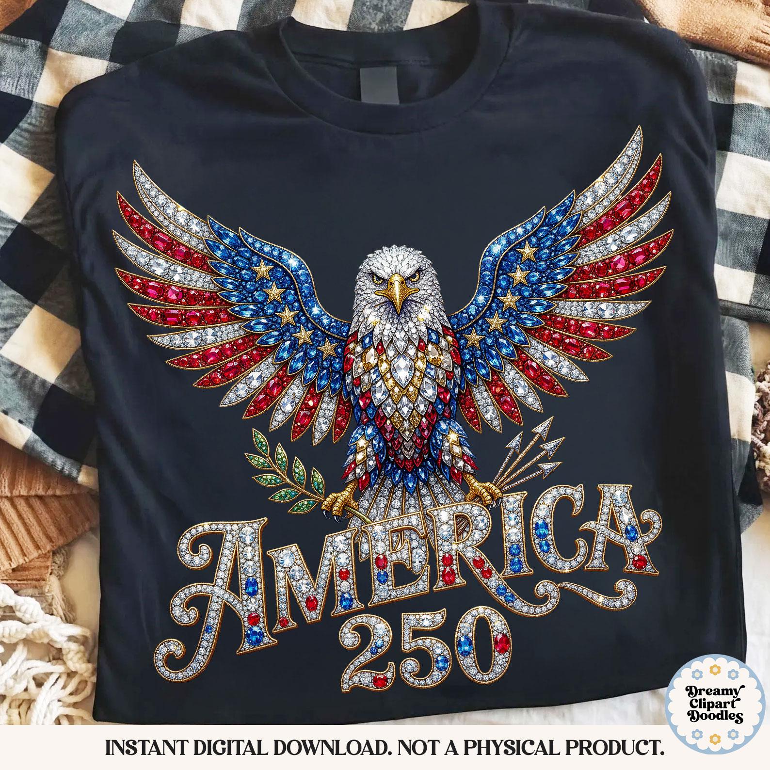 Purple Rhinestone Eagle Rhinestone Eagle PNG, 250 Years America Patriotic 4th of July ...