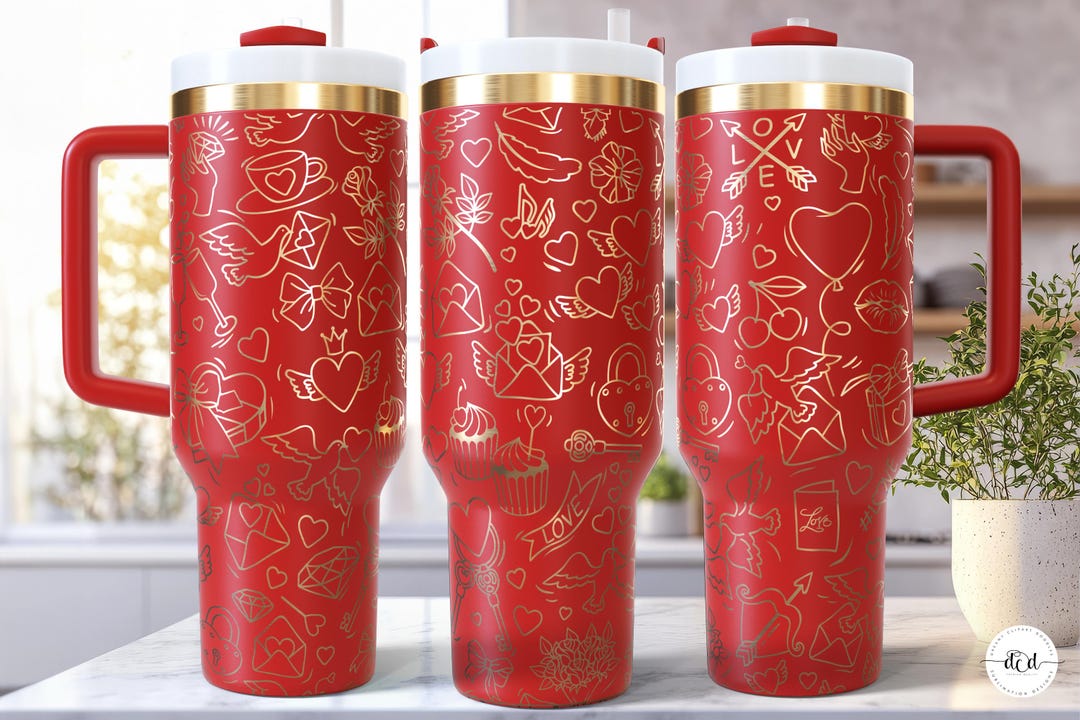 Valentines Laser 40 Oz Tumbler Wrap SVG / Engraved Etched Quencher ...