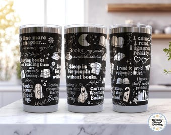 Leesgrage 20 oz beker wrap SVG lasergravure-bestand, grappige romantiek Fantasy lezen citaten Booktok schattig Girly ontwerp