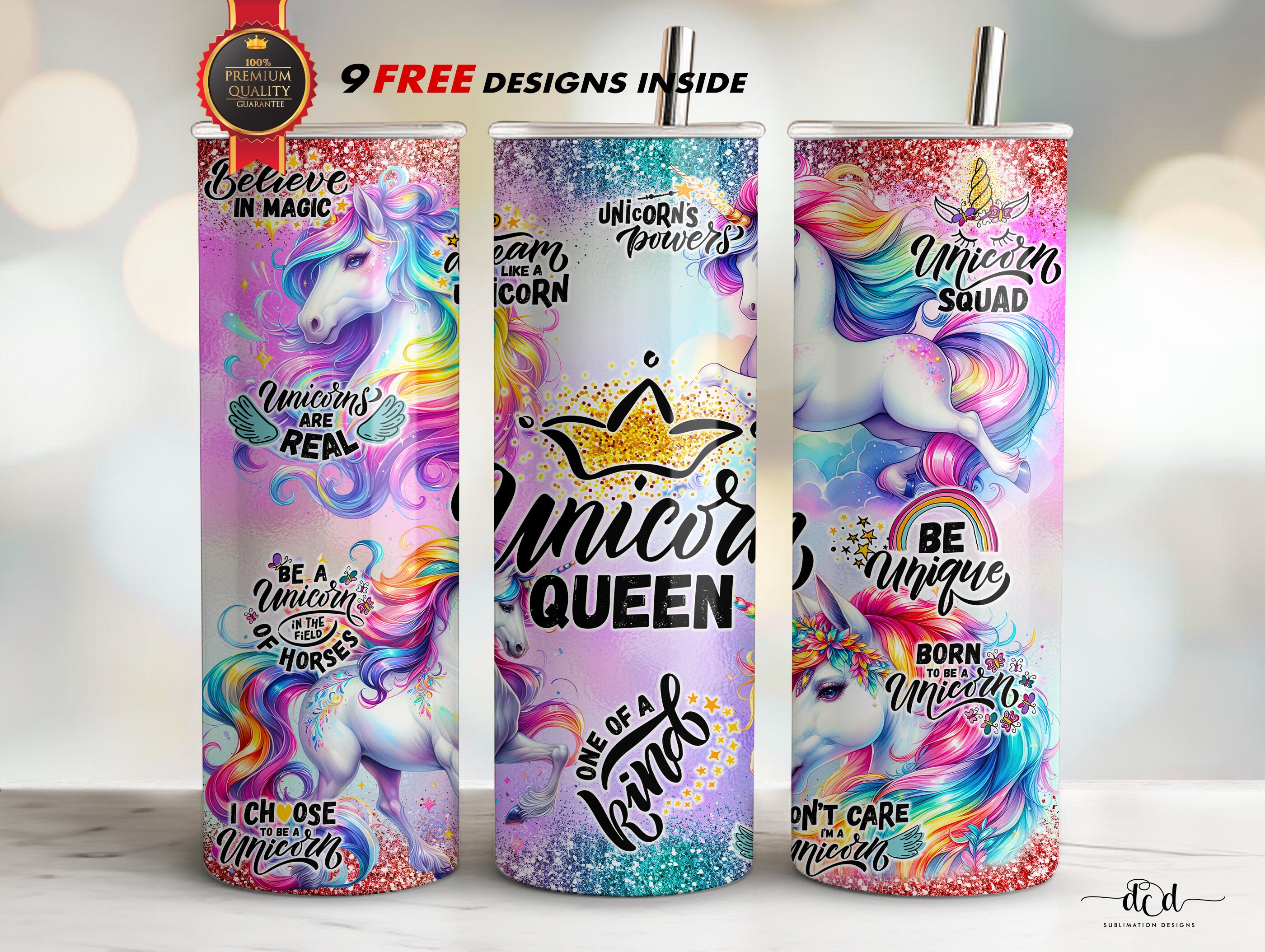 Unicorn Tumbler Wrap, 20 Oz Skinny Straight, Sublimation PNG, Instant ...