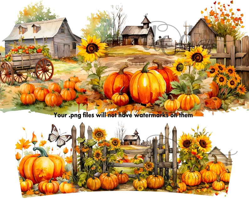 Fall Thanksgiving Rustic Farm 40oz Tumbler Wrap, Sublimation PNG ...