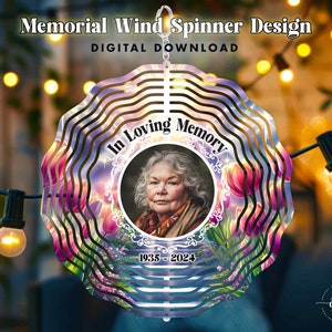 In Loving Memory Wind Spinner sublimation PNG / Tulipes violettes Stairway to Heaven Memorial Design / Porche Yard Decor