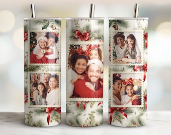 Vintage Christmas, Add Your Photo, Straight Skinny 20oz Tumbler Wrap, Sublimation PNG, Instant Download, BONUS Designs Included