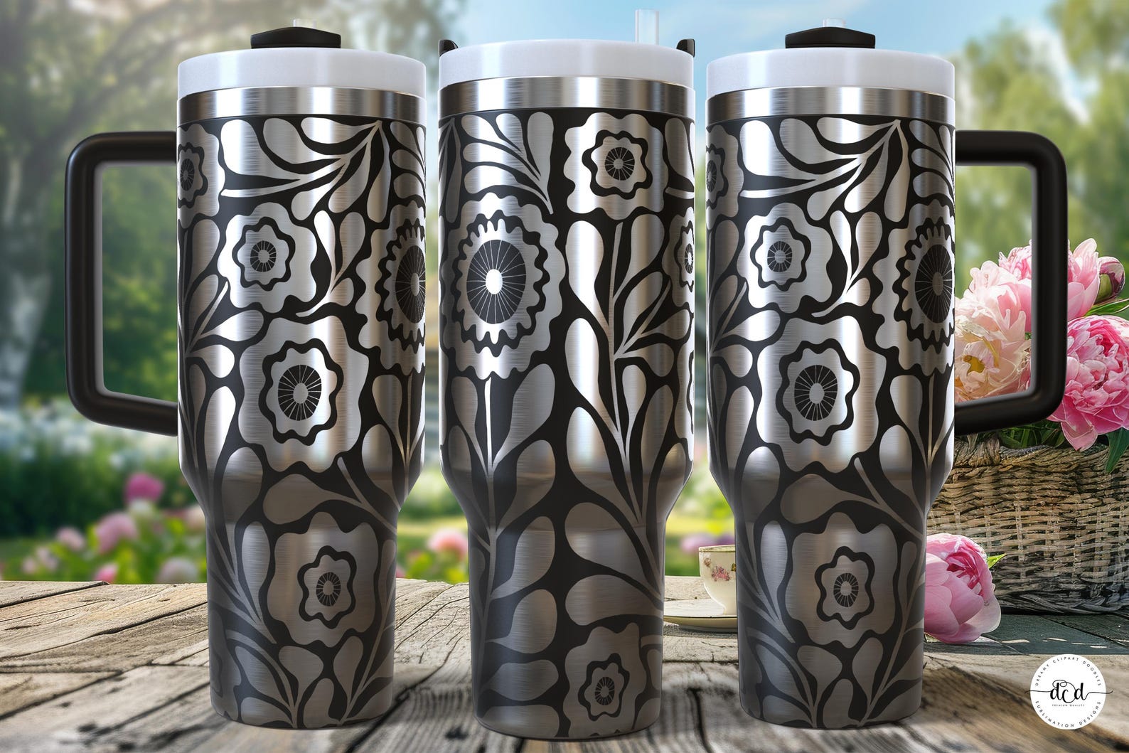 Flowers 40 Oz Laser Tumbler Wrap SVG / Engraved Etched Quencher ...