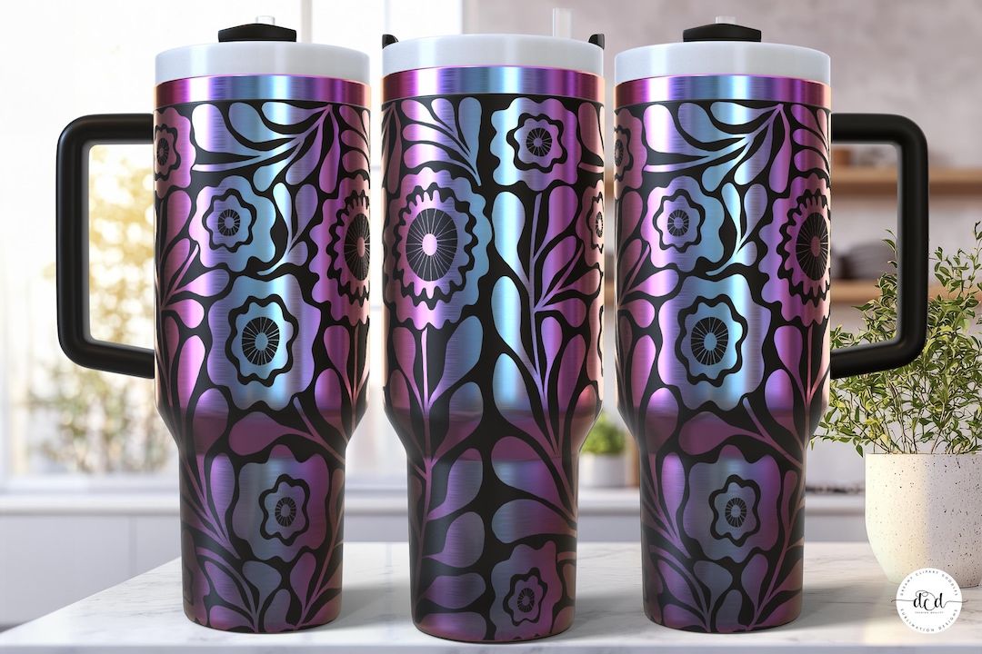 Flowers 40 Oz Laser Tumbler Wrap SVG / Engraved Etched Quencher ...