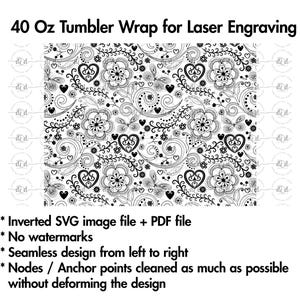 Floral 40 Oz Laser Tumbler Wrap SVG / Engraved Etched Quencher Seamless ...