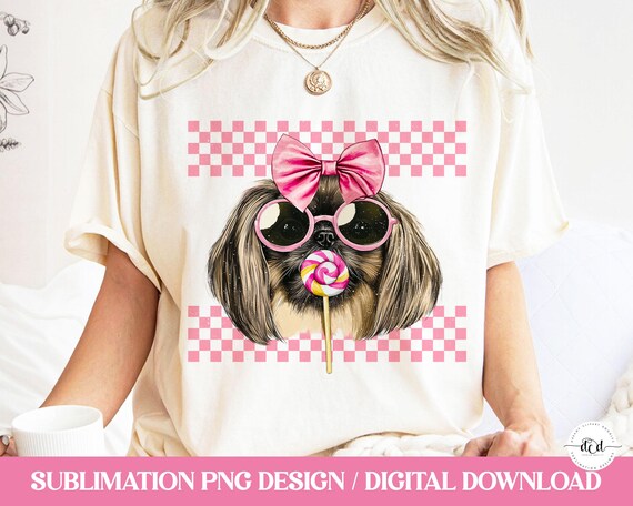 Pekingese PNG Shirt Sublimation Retro Vintage Distressed Pastel