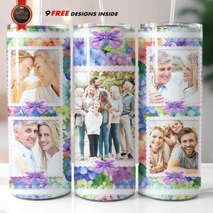 Foto Tumbler Wrap PNG, Straight Skinny 20 Unzen Sublimation, Coquette Bow Grandmillenial Vintage Küstengroßmutter PNG, Custom Fügen Sie Ihr eigenes Foto hinzu