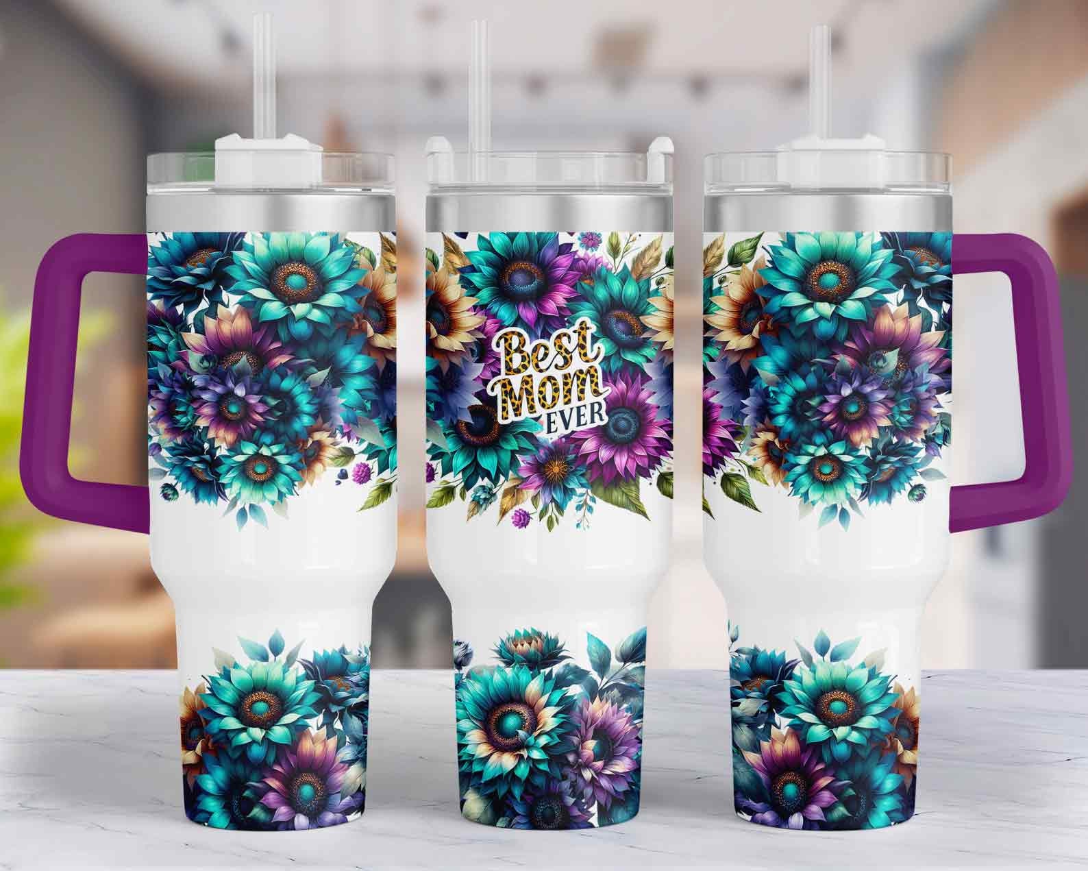 40 Oz Sunflowers Tumbler Wrap, Quencher Sublimation PNG / Best Mom Ever ...