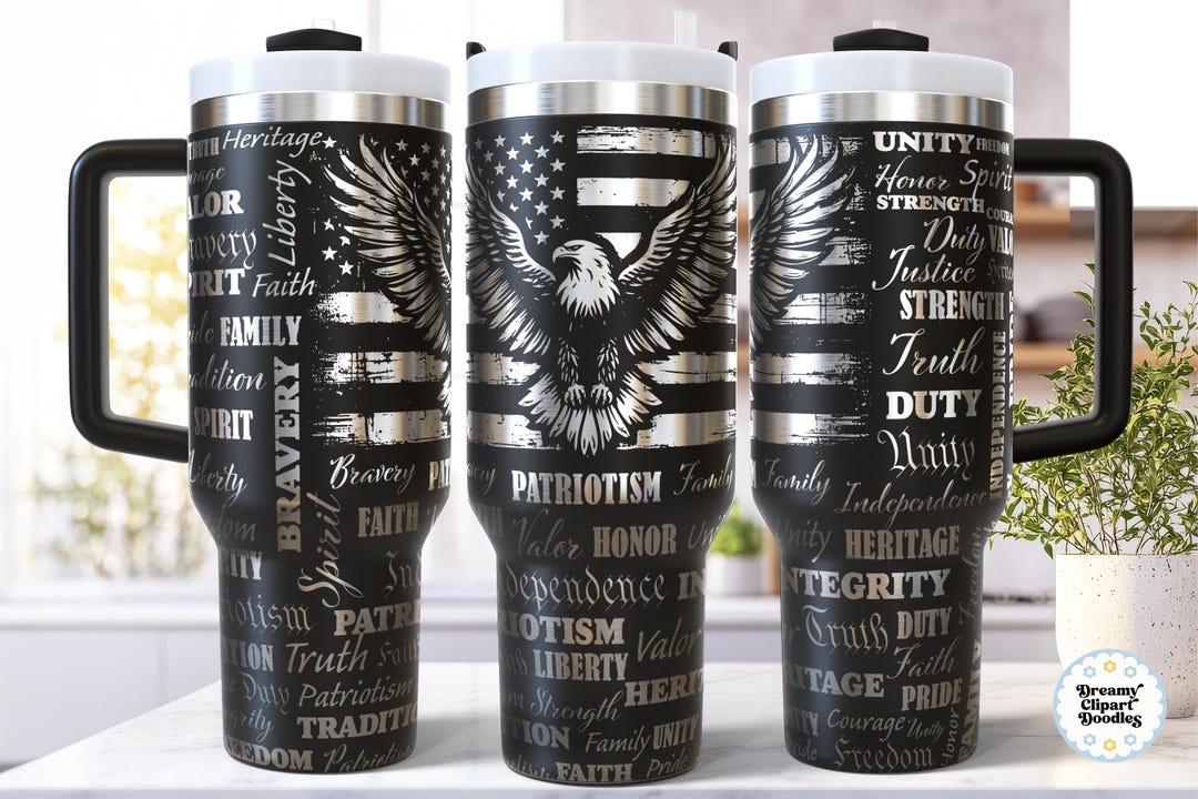 Patriotic Laser SVG 40 Oz Tumbler Wrap, Laser Engraving File