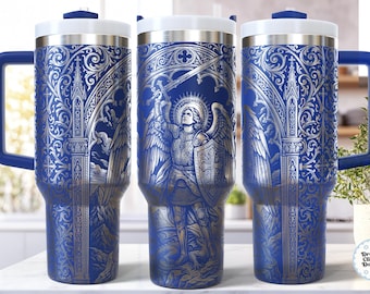 St Michael 40oz Tumbler Wrap SVG, Laser Engraving File, Archangel