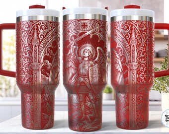 St Michael 40oz Tumbler Wrap SVG, Laser Engraving File, Archangel