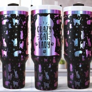 Lustige Katze SVG 40 Oz Laser Tumbler Wrap SVG / Graviert Geätzt Quencher Nahtlos / Verrückte Katzenlady / Kätzchen Haustier Pelz Mama SVG
