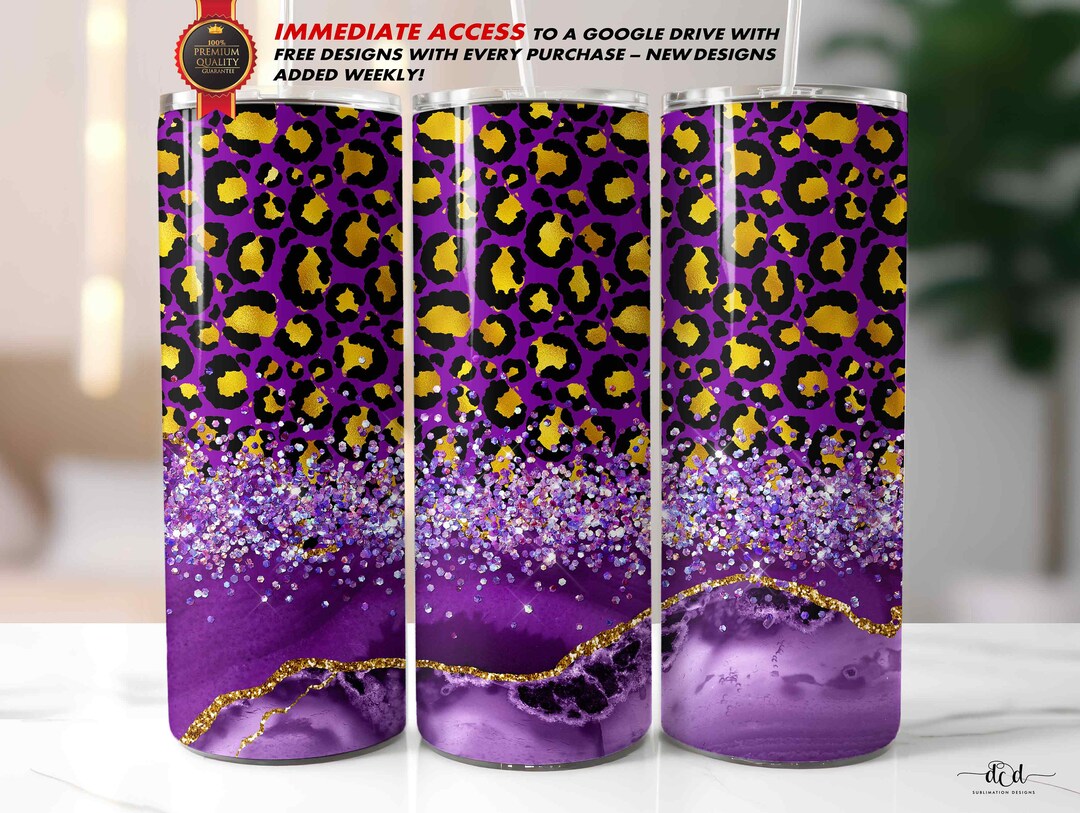 Purple Leopard Tumbler Wrap, 20 Oz Skinny Straight Sublimation PNG ...