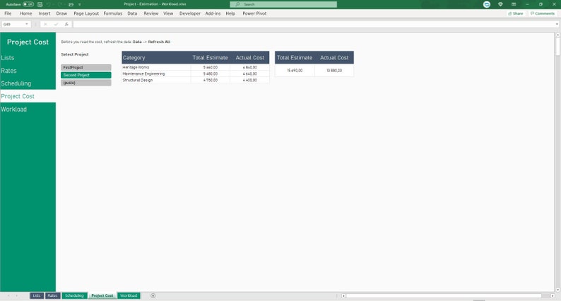 Project Estimation, Scheduling, Workload Spreadsheet image 6